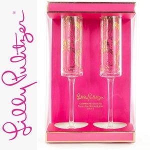 Lilly Pulitzer Glass Champagne Glasses